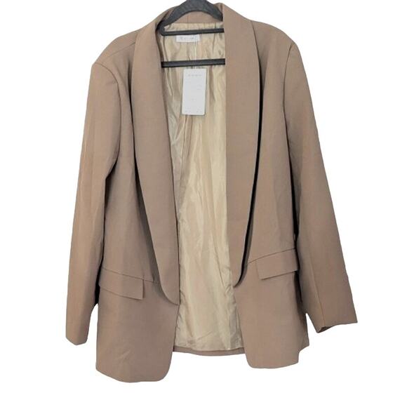 KIRUNDO Casual Long Sleeve Beige Open Front Blazer Jacket w/ Pockets Size XL - Picture 1 of 4